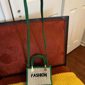 Green Women's Bag crossbody. Space for cell phone, lipstick.